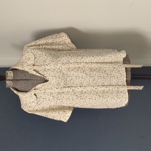 Allegra K Cream Blouse with Black Dots